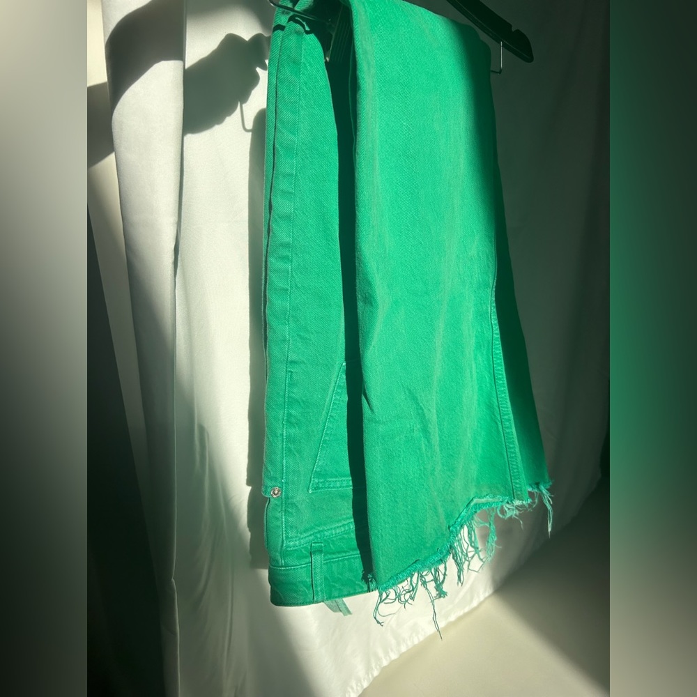 Zara wide leg green jeans size 2